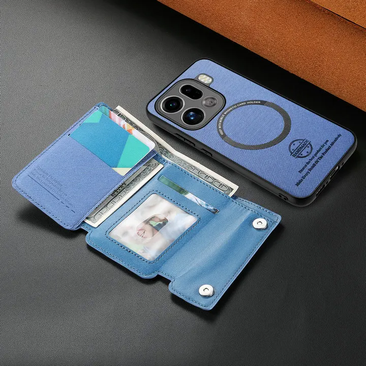 Luxury Detachable Leather Wallet Case with Magnetic Back