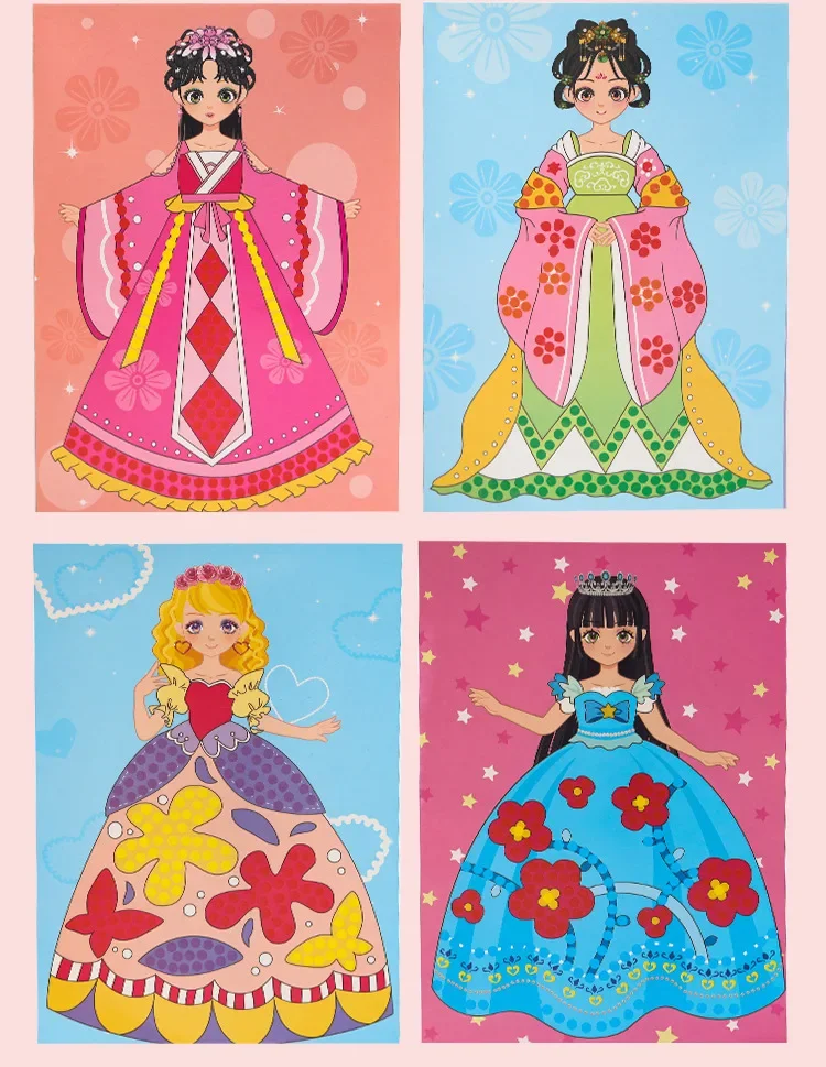 Creative DIY Makeup Fun Kit Princess Diamond Painting Gifts Toys for Kids Girls Dress Up Sticker Book Gifts for Girl