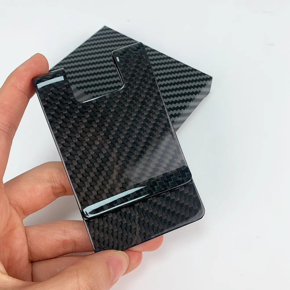Durable Real Carbon Fiber Men's Money Clips Wallet Portable RFID Credit Id Card Holder 1 Pcs Quality Gift