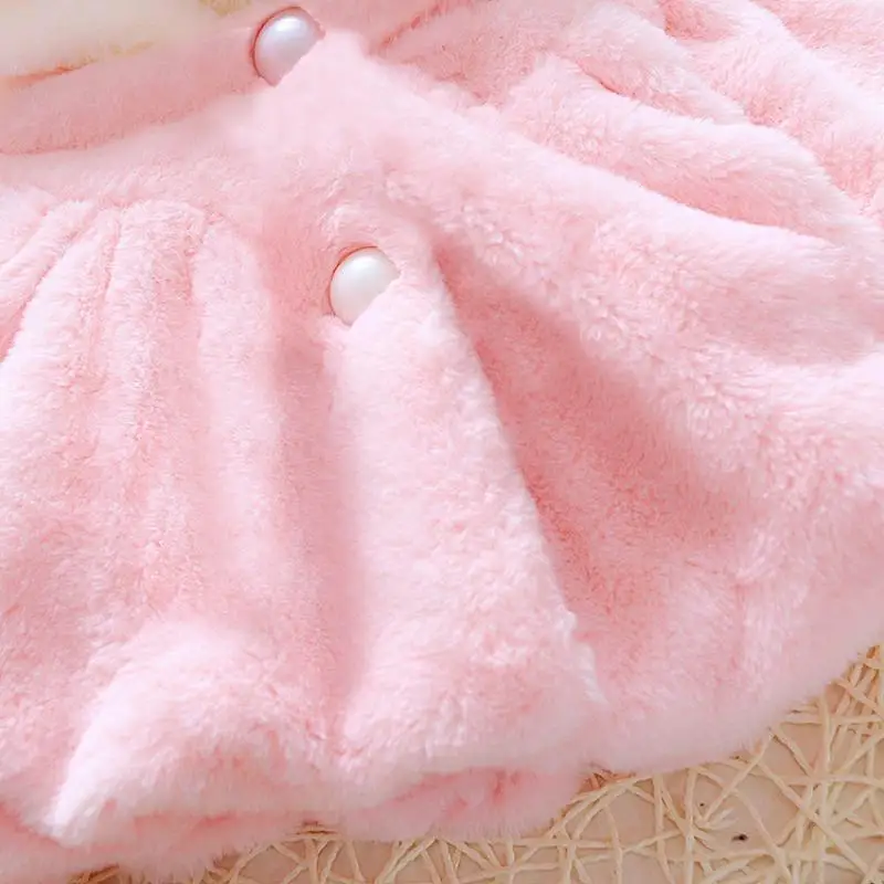 0-3 Year Old Girl's Winter New Color Blocked Rabbit Ear Hooded Cartoon Cute Windproof Warm Fashion Cloak Jacket
