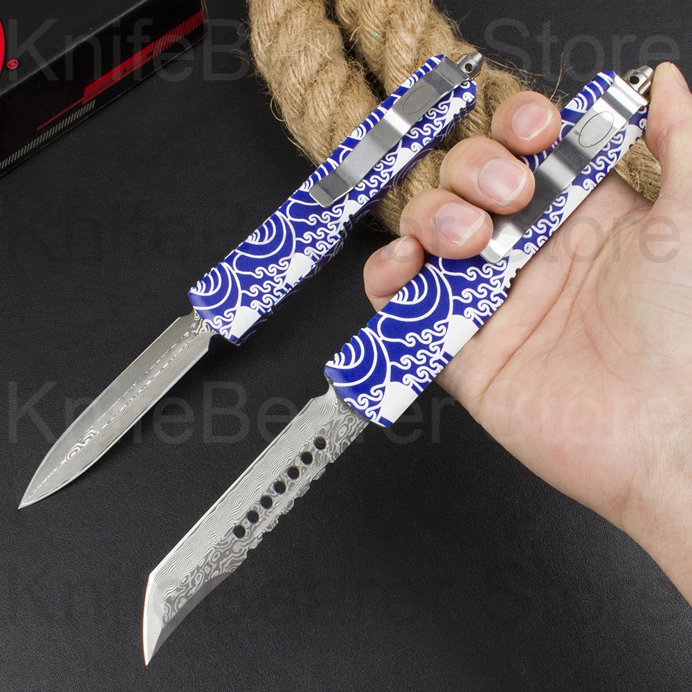 

Micro OTF Tech Knife UT Geisha Series Damascus Steel Blade 59-60HRC T6061 Aviation Aluminum Handle Self Defense Pocket Knife