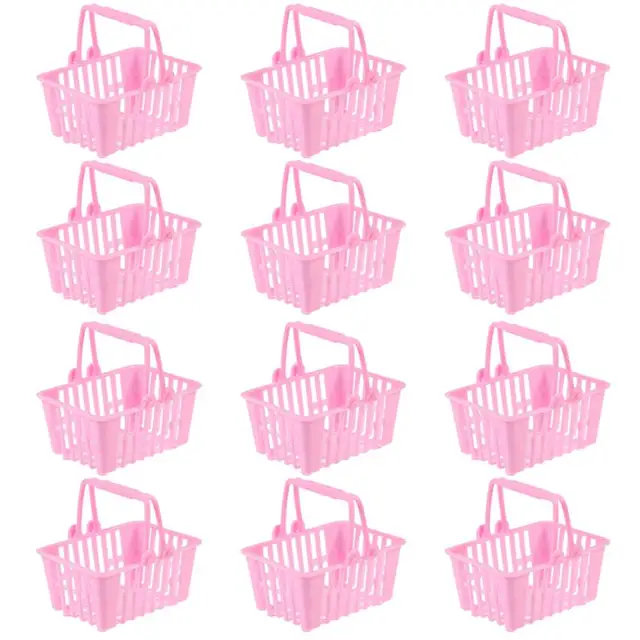 12pcs Mini Shopping Baskets Playing House Baskets Kids Small Candy Baskets Model Doll House Furniture For Dollhouse Decor 2