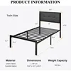Twin Size Platform Bed Frame with Upholstered Headboard, Metal Slats Support, Button Tufted Square Stitched Headboard 2