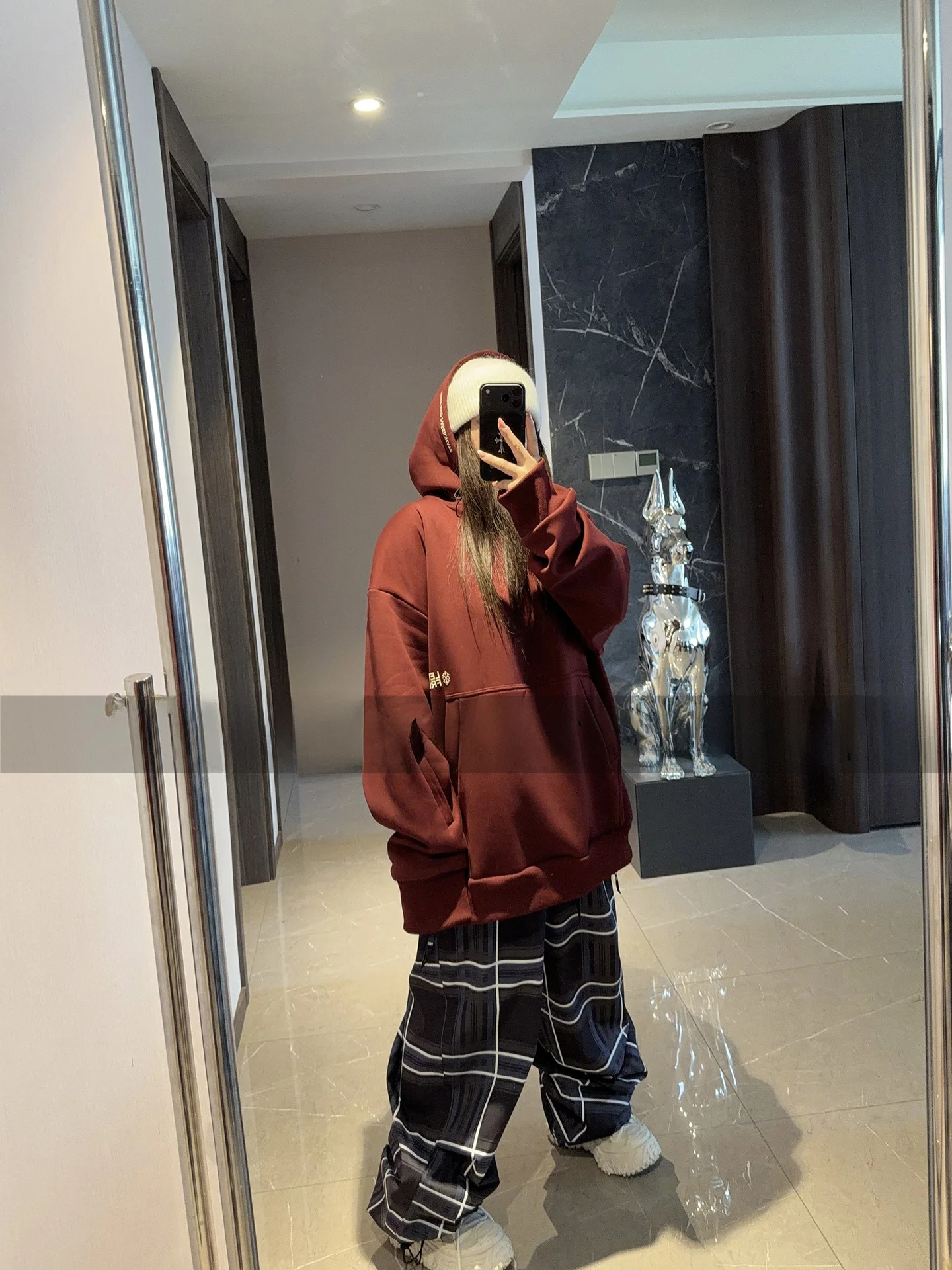보켄 레드 플리스 안감 방수 스키 스웨트셔츠 슬리밍 루즈핏 프리스타일 듀얼 보드 보온 아웃도어 겨울 스포츠 기어