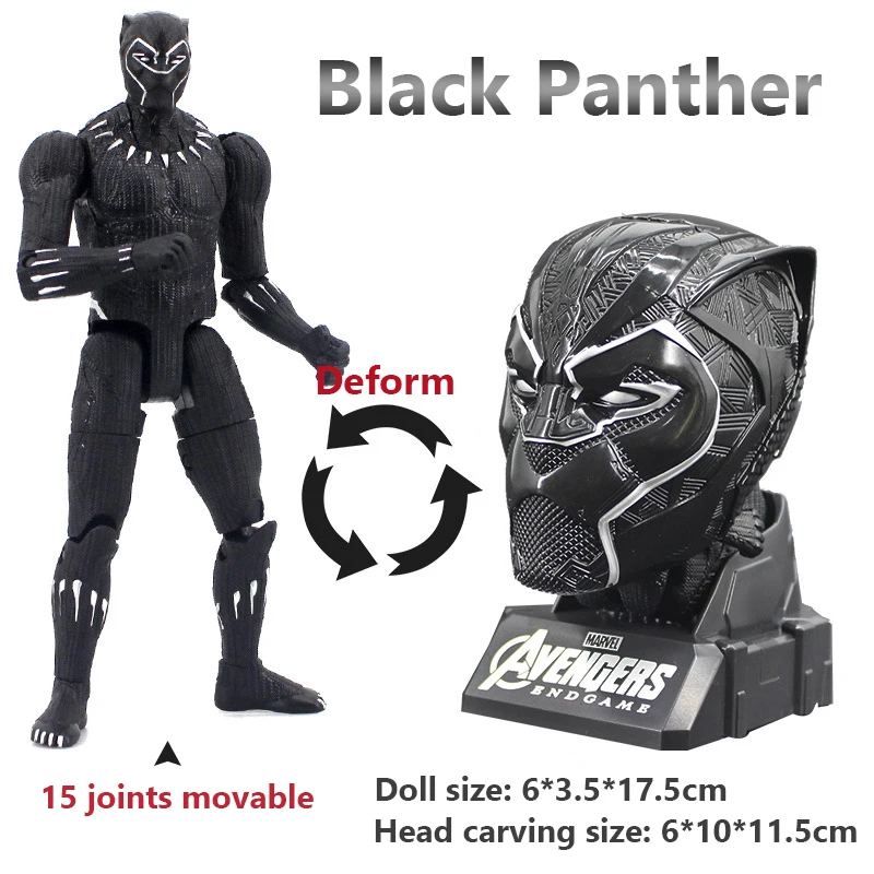 thumbnail image 1 of Disney Marvel Avengers Movie Anime Peripheral Model, Iron Man, Spider-Man, Black Panther, Thanos, muñeca Transformable, juguetes para niños, 1 of 5