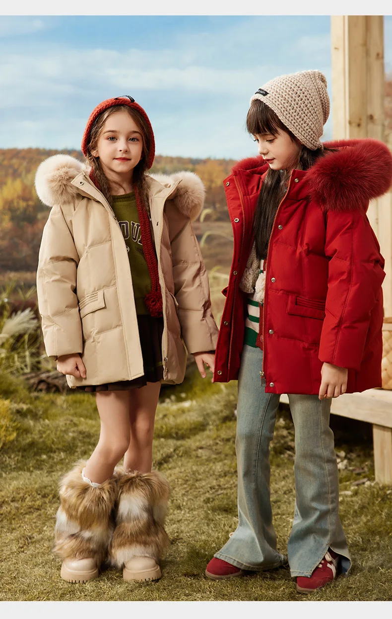 OLEKID 2025, Winter Kinder Mädchen Daunenjacke mit Kapuze, wasserdicht, dick, warm, Teenager-Mädchen, Daunenjacke, Mantel, 5–12 Jahre, Kinderparkas – Detail 13