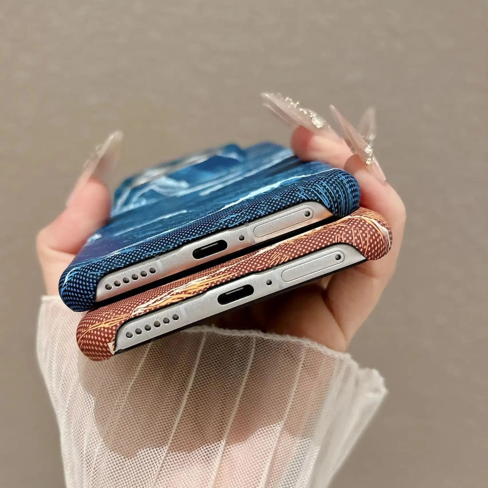 Ultra Thin Frameless Carbon Fiber Sea Wave Texture Magnetic Hard Case