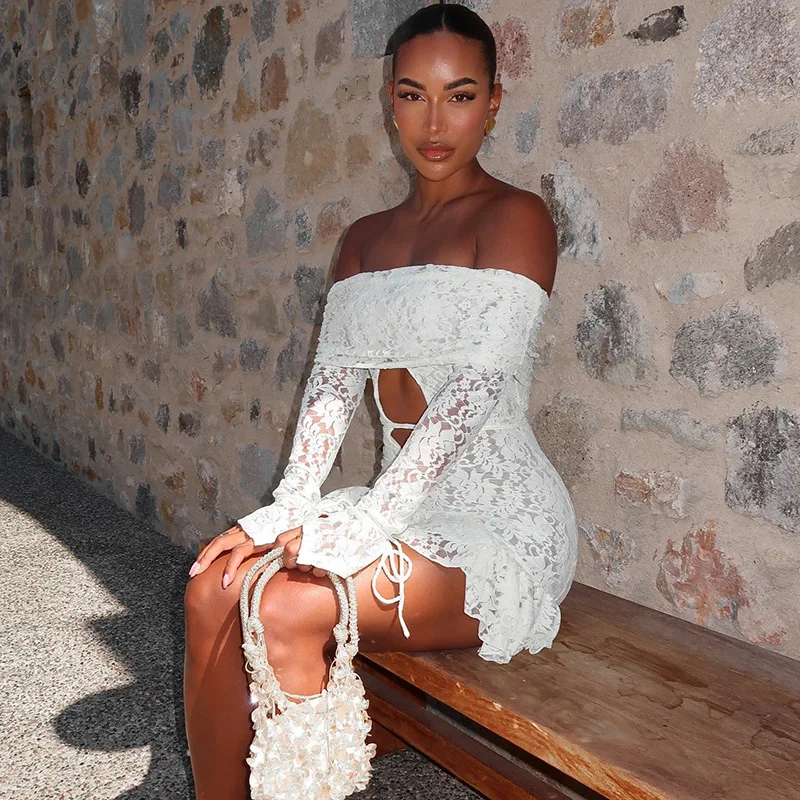 Avrilyaan Lace Perspective Strapless Short Sexy Dress Women 2024 Elegant Party Dress Backless Bodycon Mini Summer Dress Vestidos 3