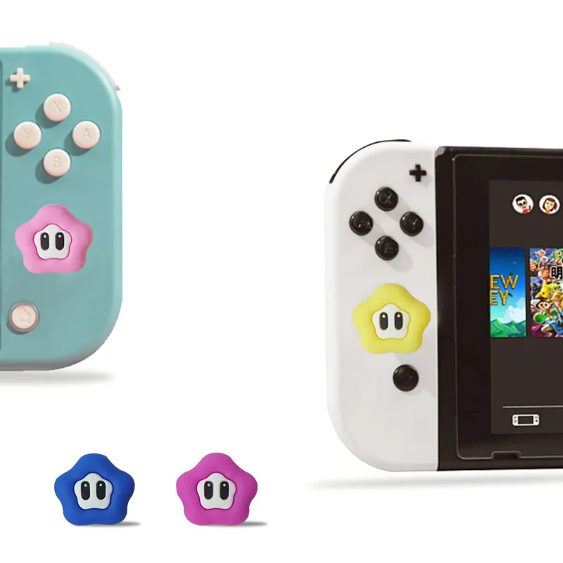 Star Flower Game Silicone Soft Thumb Stick Grip Cap Joystick Cover For Switch NS Oled/Lite Joy-con Controller Thumbstick Case