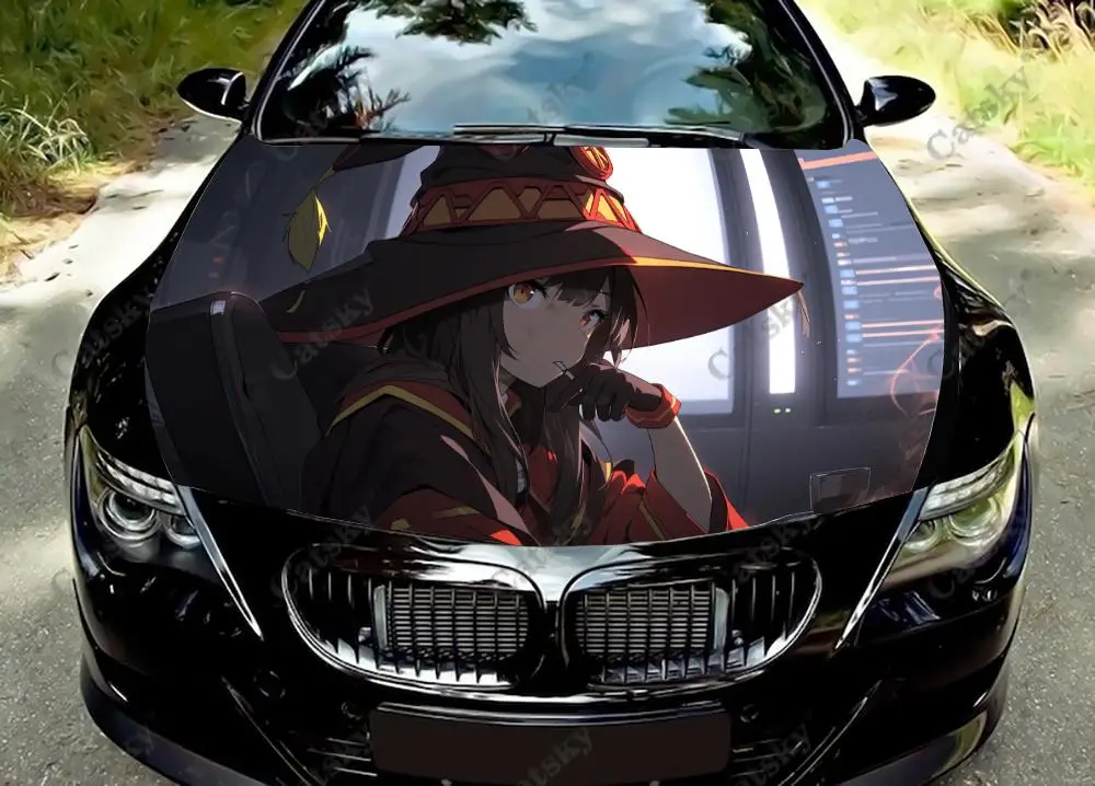 

Cute Anime Girl KONOSUBA Car Hood Vinyl Stickers Wrap Vinyl Film Engine Cover Decals Sticker on Car Auto Accessories Decoration