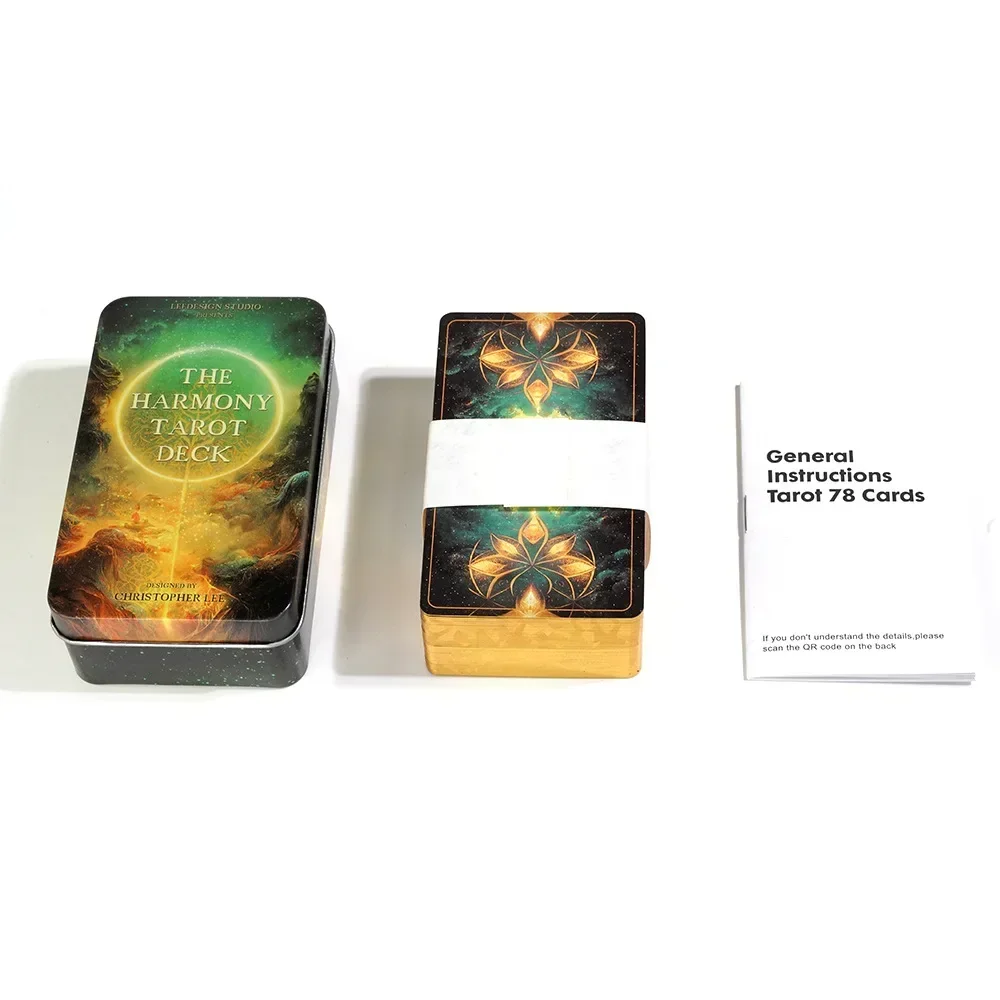 Harmony Tarot in Tin Metal Box Gold-plated Edge Tarot Cards For Divination Deck 78pcs card game