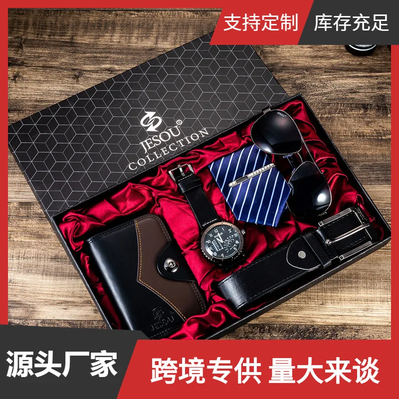 

Men's Gift Set Exquisite Packaging Watch+Belt Tie Wallet Minimalist Combination Set -6pes/set