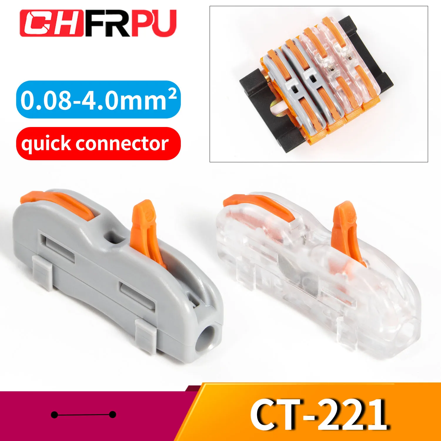 

Mini Quick Wire Connect Connector CT211 Universal Compact 1 Pin Splicing Push in Terminal Block 1 in 1 out without Fixing Hole