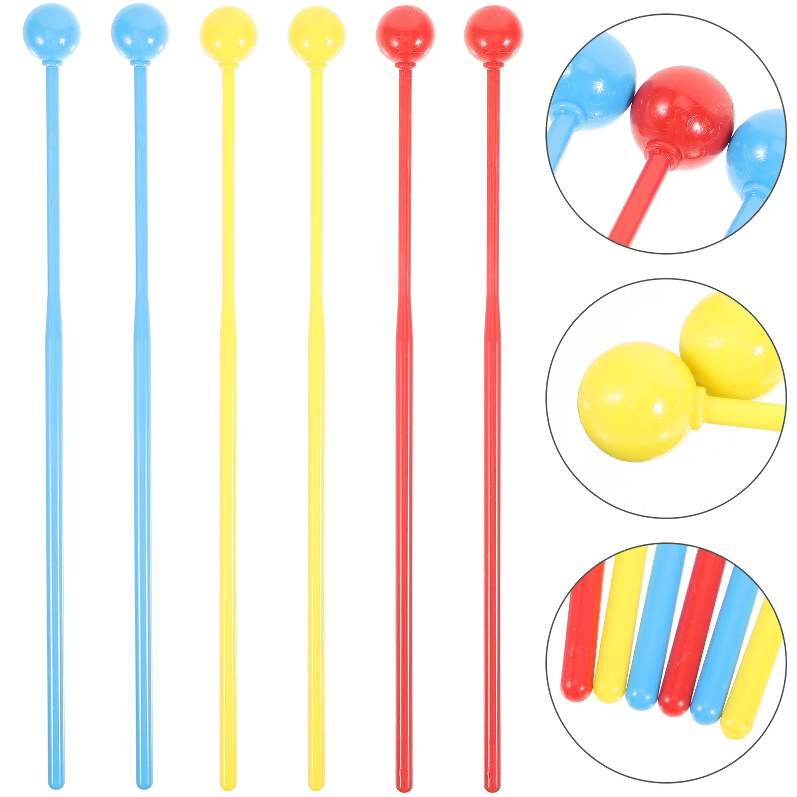 

3 Pairs Children's Drumsticks Marimba Hammer Percussion for Xylophone Musical Instruments Mallets Plastic Performance Toddler