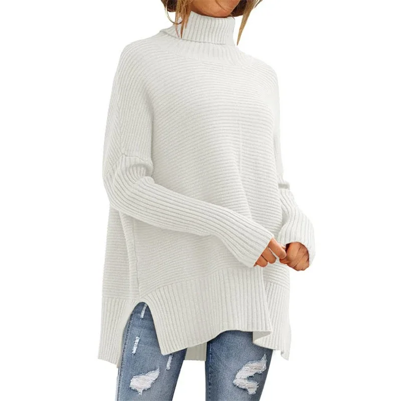 

Winter Women's Sweaters 2023 Autumn Fashion High Neck Sweater Women Batwing Sleeve Knitted Comfortable Street Wear Warm Pullover