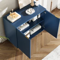 Commode Comanlai à 2 portes, armoire de rangement, tableau central avec pieds en métal, armoire de rangement pour salon, chambre à coucher, cuisine 3