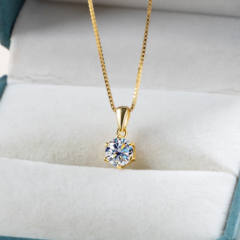 Tancise Collana con ciondolo in vera moissanite da 1 ct per donna Gioielli da sposa in argento sterling di alta qualità_voghion.com