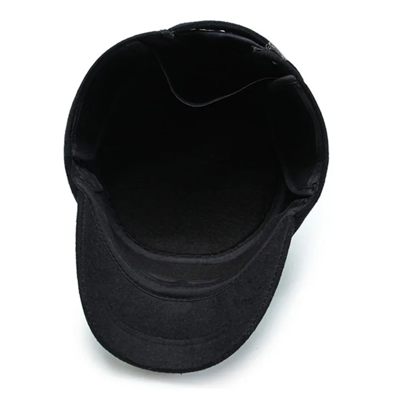 Winter Men's Flat Caps Plush Thickened Coldproof Earmuffs Hat Warm Military Hats For Men Cycling Cap Golf Cap Dad's Cotton Hat