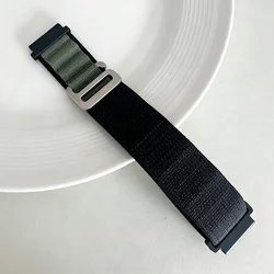 Alpine Loop Nylon Strap Watch Band - 22mm/20mm, Universal Fit - 22mm watch band (Black Green  08)