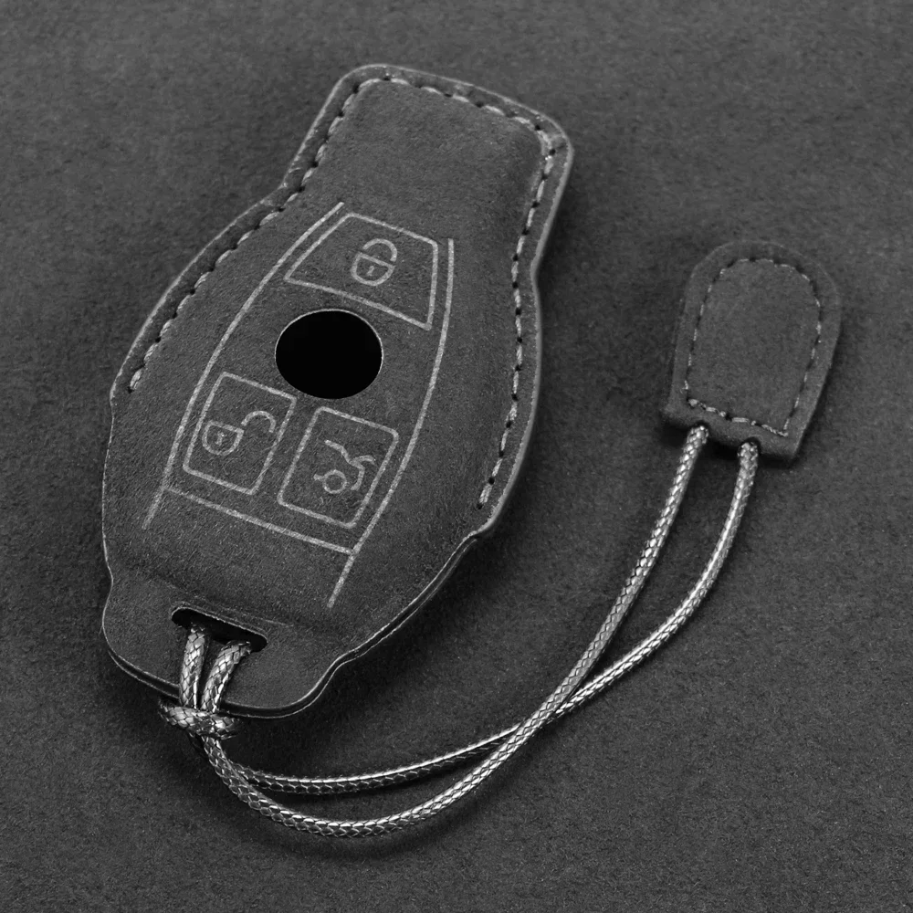 Leather Car Key Case For Mercedes Benz A C E S G Class GLC CLE CLA GLB GLS W177 W205 W213 W222 X167 AMG Fob Suede Accessories