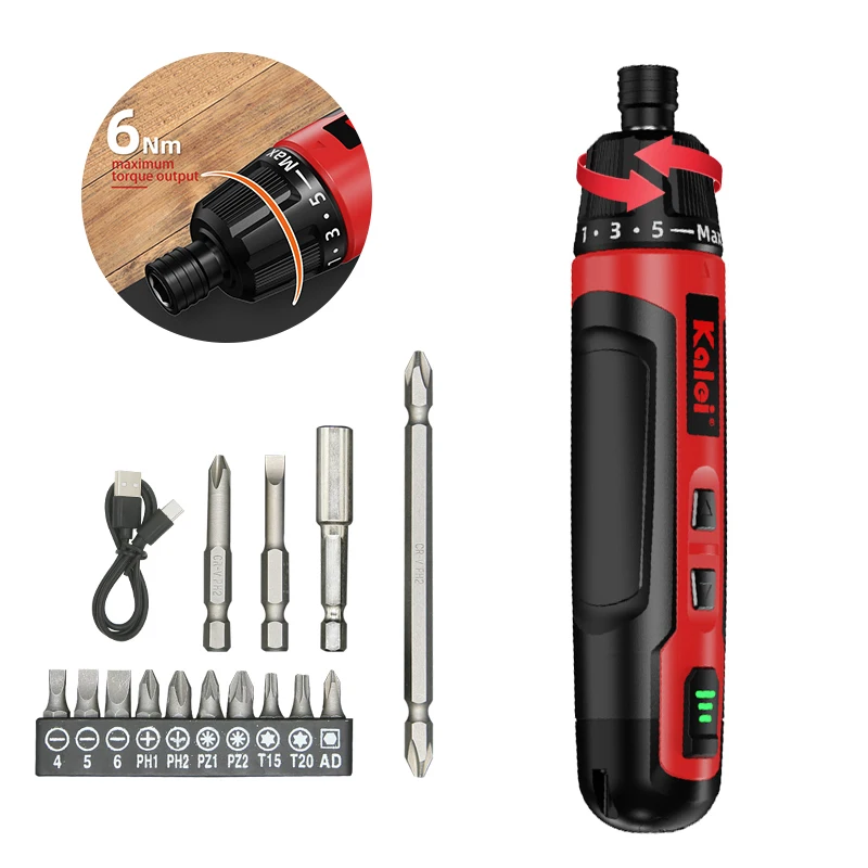 6-Speed Torque Cordless Electric Screwdriver 2000mAh Lithium Battery Drill 3.6V Power Tools Set Household Maintenance Repair chain screw gun head cordless power drill auto feed screwdriver attachment adapter power drill handheld drywall screw gun tools