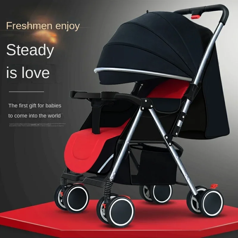 

Folding Stroller Ultra-lightweight Can Sit and Lie Down Travel Stroller Two-way Swivel Seat Shock-absorbing Baby Stroller