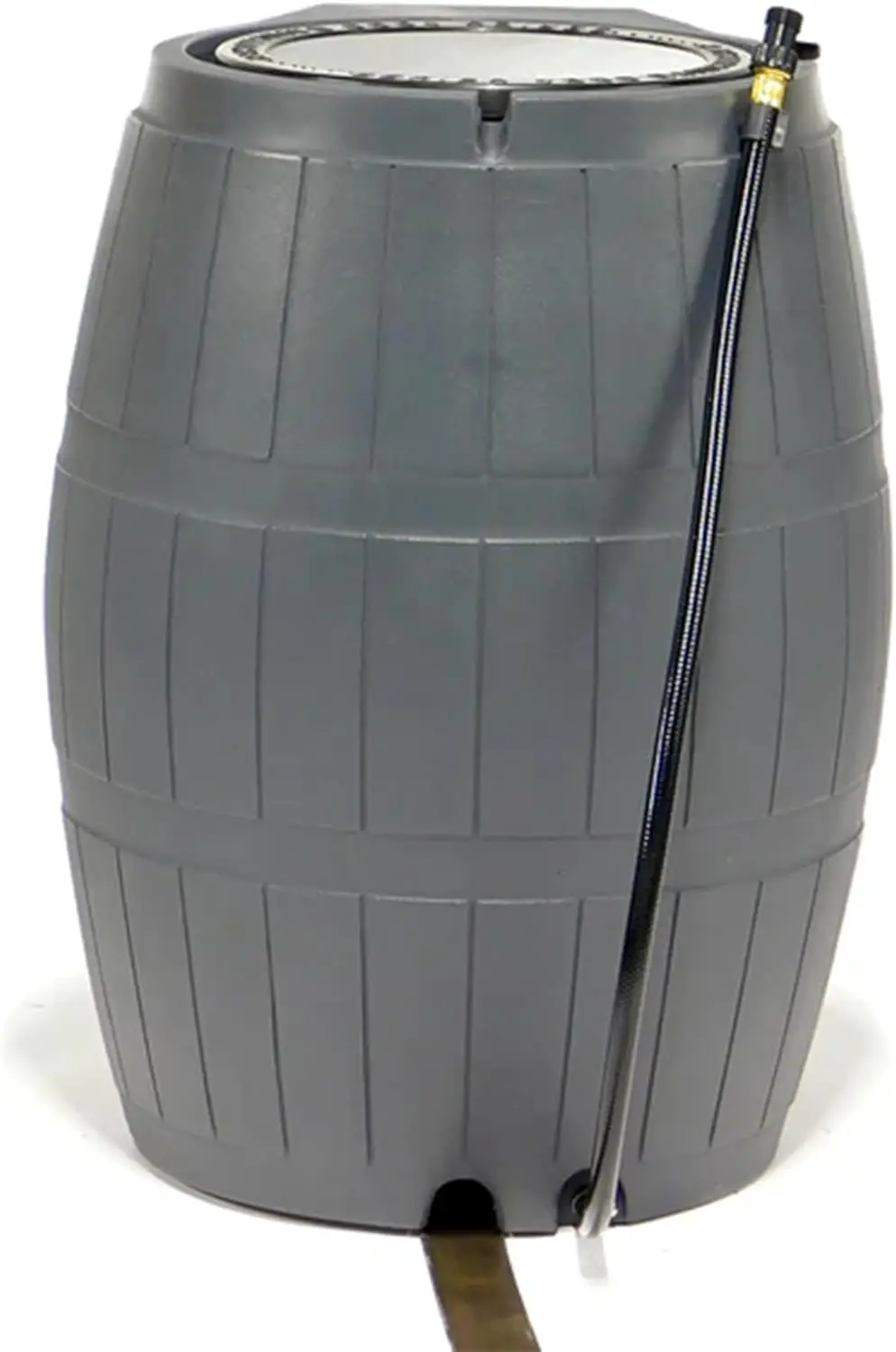 Yellow FCMP Outdoor Raincatcher 4000, Flat-Back RainRainwaterContainer w Side SpigotsMesh Screen Garden and Overflow Hose and Linking Kit