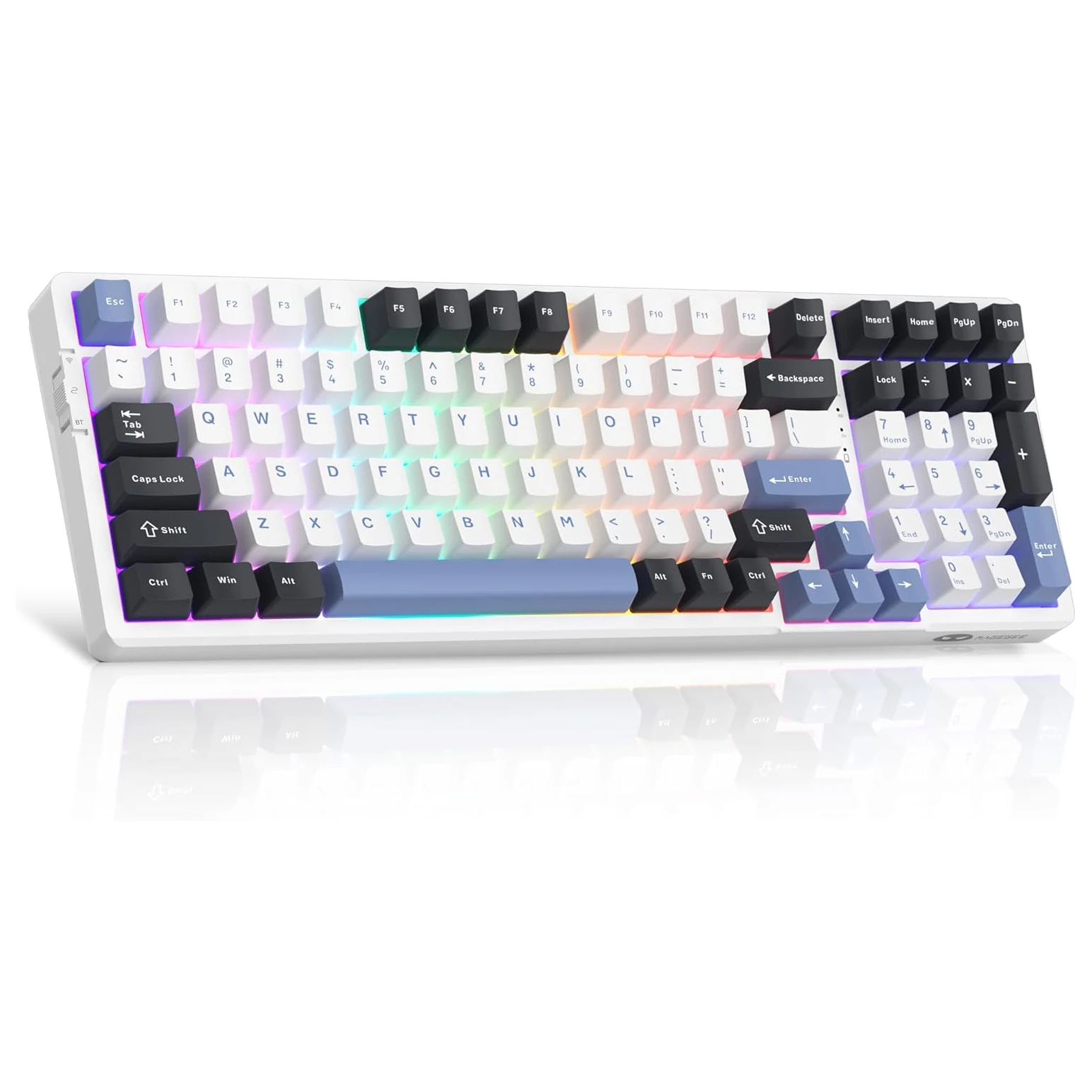 MageGee LIGHT100 Wireless Creamy Keyboard, Gasket Structure Hot Swappable, Tri-Mode 2.4G/USB-C/BT5.0 RGB Backlit Mechanical Gami