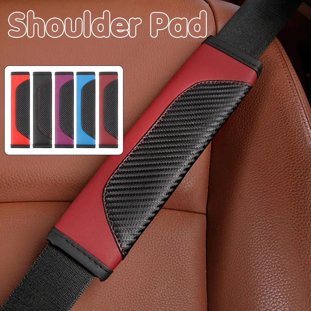

1pc 23x6.5cm Car Seat Belt Cover Carbon Fiber pu Leather Shoulder Covers Auto Seat Protection Universal Belt N9K1