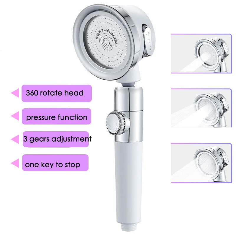 

Adjustable Pressurized Shower Head Punch Free Bracket High Pressure Water Saving With Hose Bathroom Accessories Shower Set