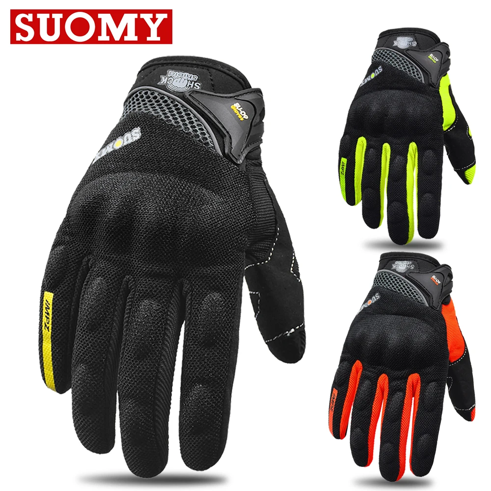 SUOMY Summer Breathable Motorcycle Gloves, Anti-slip Men Women Motobike  Luvas Lady Full Finger Touchscreen Racing Moto Gloves Gear