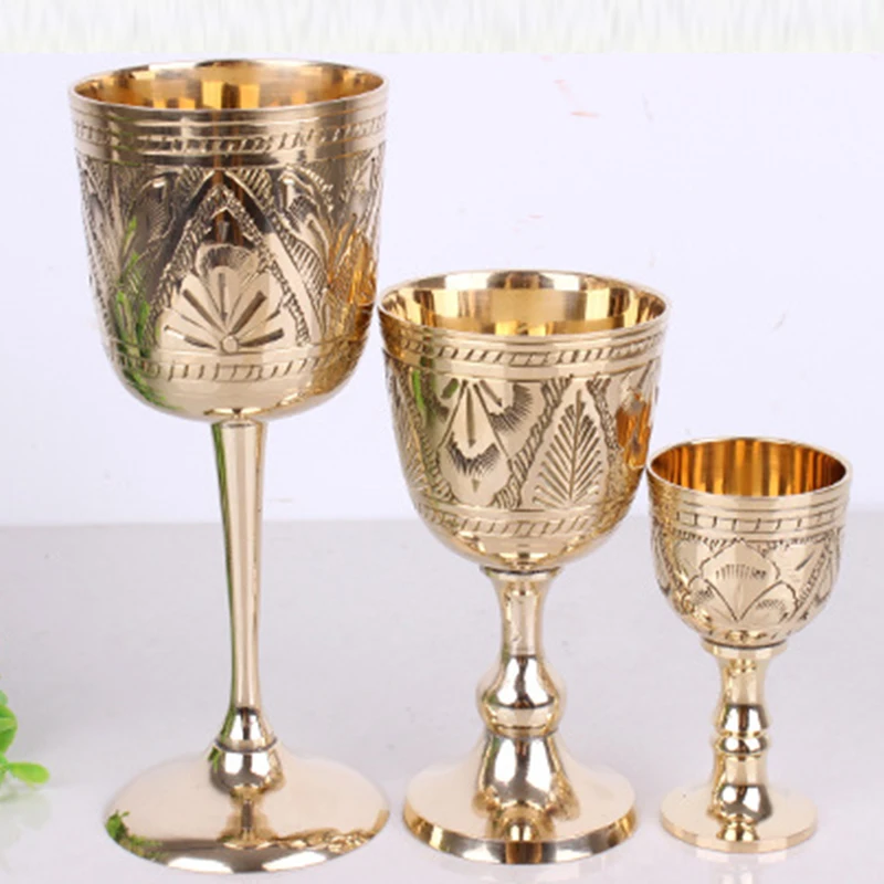 drinking glass 1Pcs 80/180ml/200ml Pure Brass Wine Glass Classical Wine Cup Handmade Small Goblet