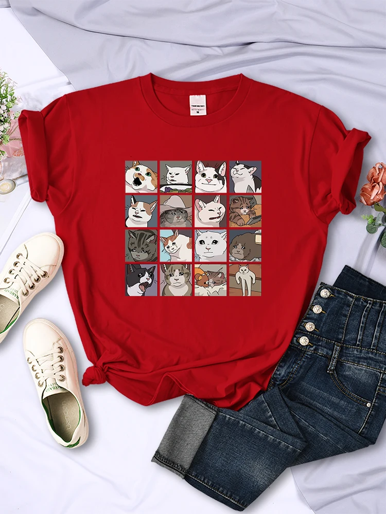 T-shirt imprimé animal chien chat pour femme, vêtement d'été tendance, style sportif Haruku, multicolore, décontracté, 802_voghion.com