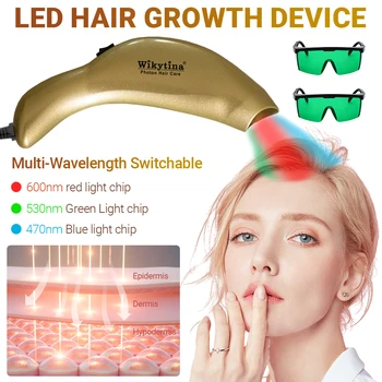 Tri-Chroma Photon Dispositivo per Terapia Dei Capelli Professionale LLLT Laser Crescita Dei Capelli Trattamento Anti Perdita Dei Capelli Diradamento Del Cuoio Capelluto Alleviare Lo Stress