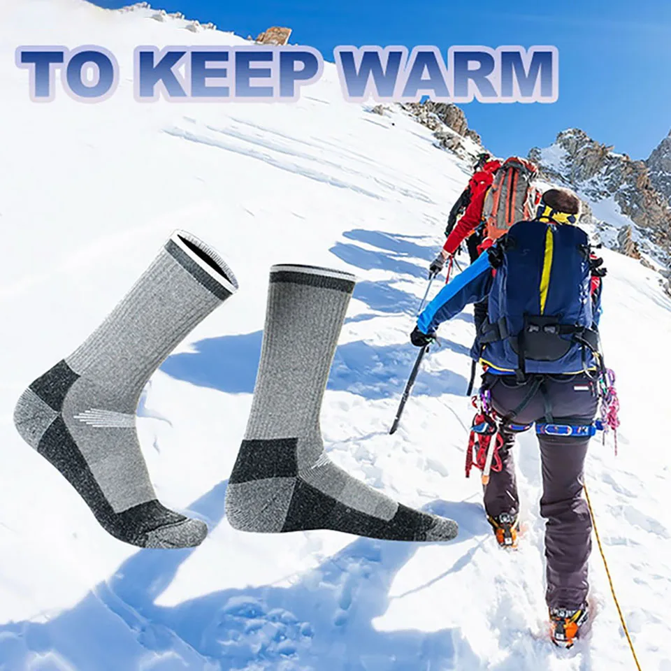 Loogdeel 2 Pair Merino Wool Thermal Skiing Socks Winter Men Women Outdoor Sports Soft Ski Hiking Snowboard Thicken Thermosocks