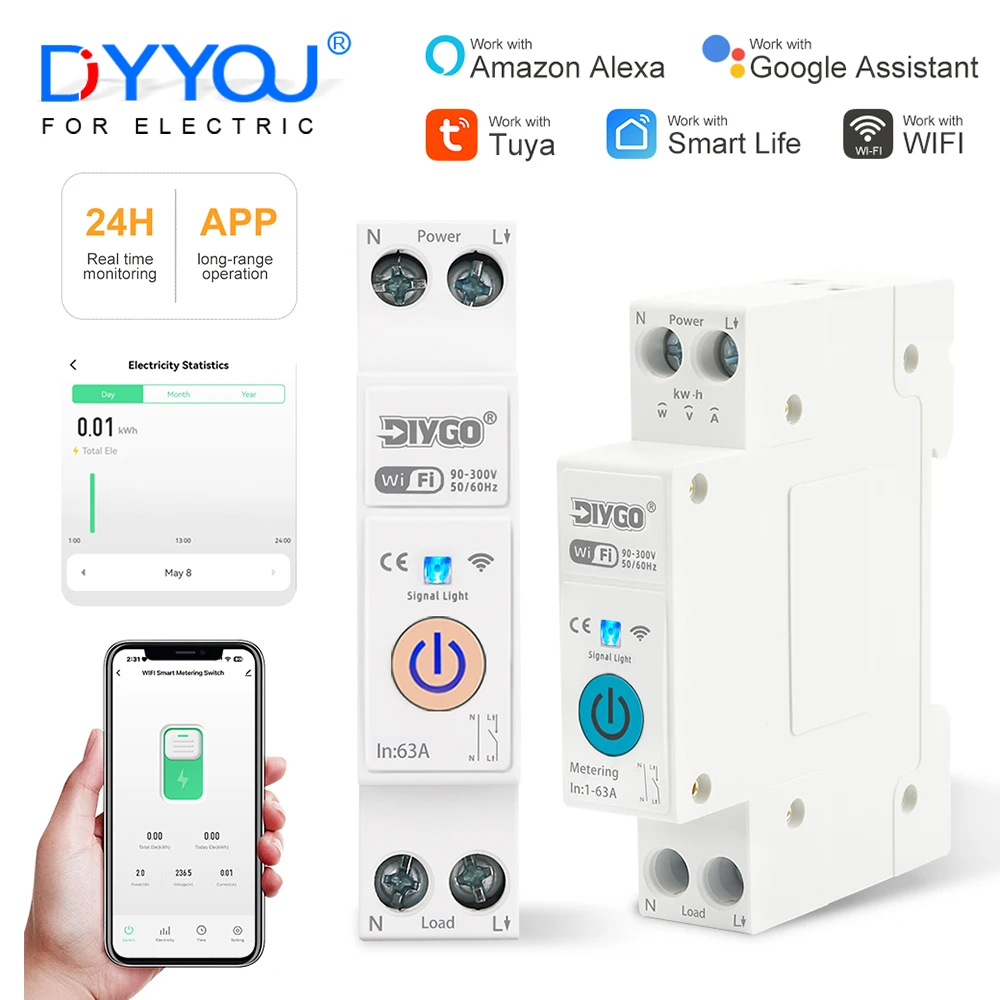 EWelink アプリ WiFi スマートサーキットブレーカー 1P+N 32A 63A MCB タイマーリレースイッチ Alexa WeLinkアプリ  WiFiスマートサーキットブレーカー 1P+N 63A MCB タイマーリレースイッチ Alexa Google amiciSmart WiFi MCB,  Circuit Breaker & Energy Meter, 63A Smart ... EWelink アプリ WiFi スマートサーキットブレーカー 1P+N 32A 63A MCB タイマーリレースイッチ Alexa