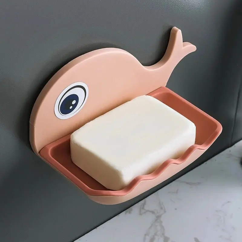 1PCS Wall Mounted Soap Dish for Bathroom Shower Portable Whale Soap Holder Plastic Sponge Tray for Kitchen Bathroom Accessories 3
