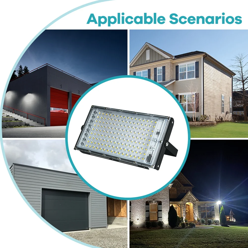 200W LED 투광 조명 야외 가로등 220V 슈퍼 밝은 외부 벽 조명 안뜰 복도 정원 조경 조명
