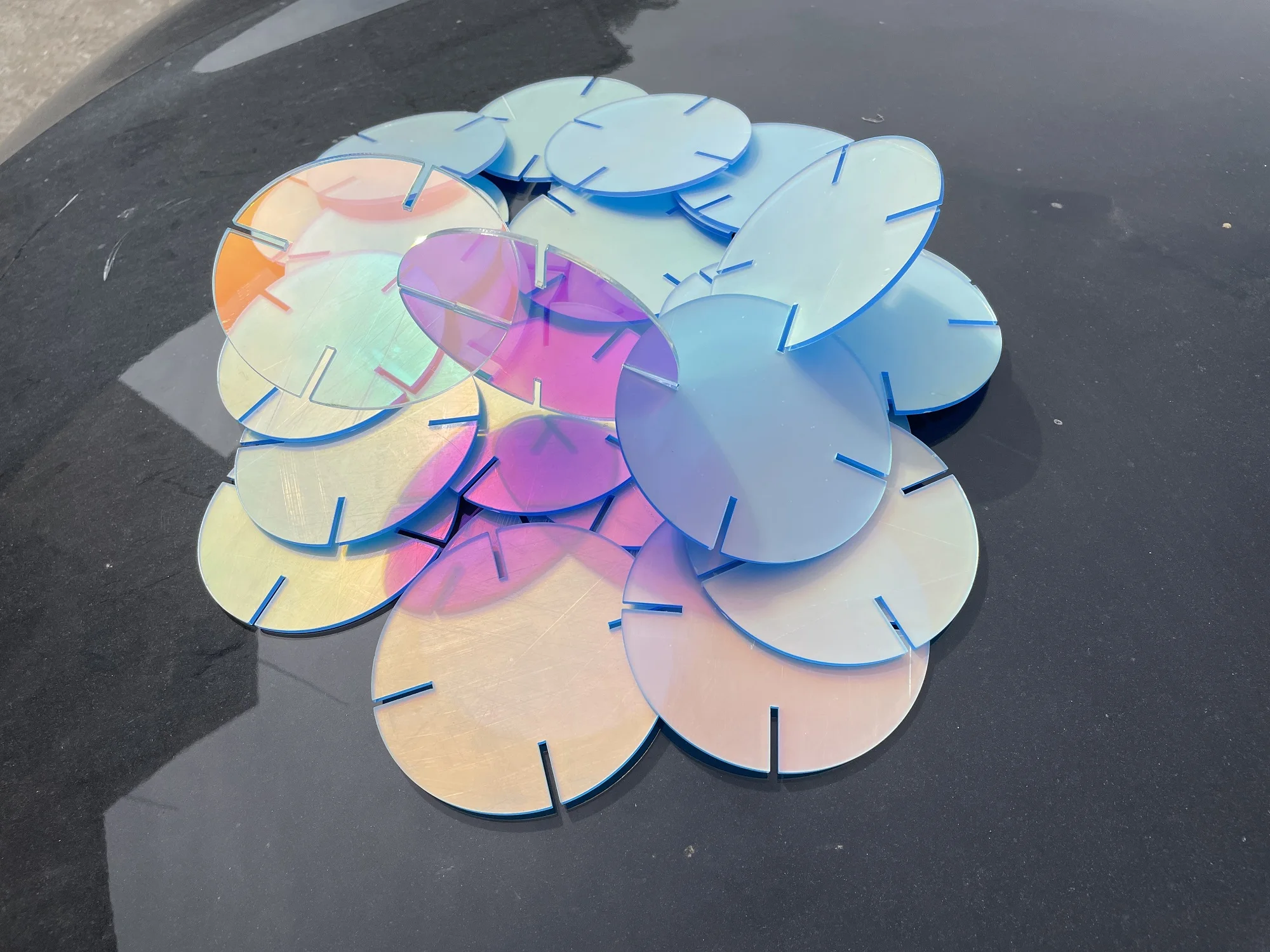 Cercle acrylique en plexiglas ondulé, disque décoratif coloré irisé de  Bergame, projet d'affichage de bricolage, artisanat, 3mm, 5mm - AliExpress