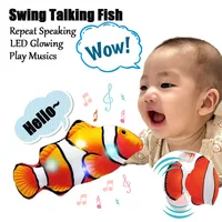 Simulation Electric Fish for Baby Repeat Speaking LED Light Happy Music for Baby to Play Tapping Fish Toy Mobile Moving Fish Toy 1