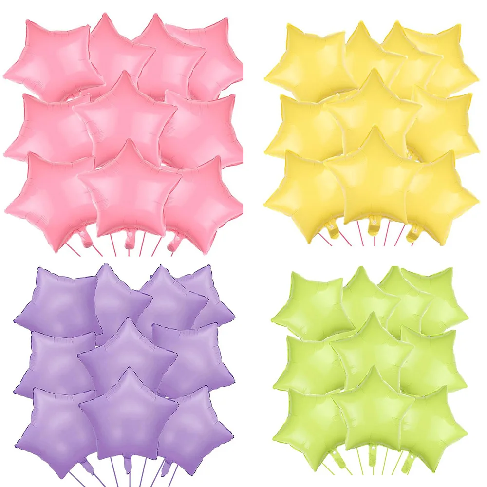 5/10pcs Macaron Star Birthday Balloons 18inch Macaron Pink Yellow Foil Balloon Birthday Party Baby Shower Wedding Decor Globos