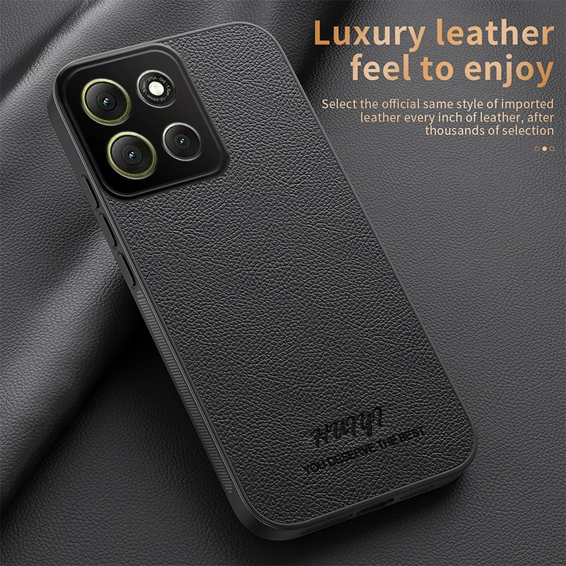 Matte Litchi Texture Leather Soft Silicone Case