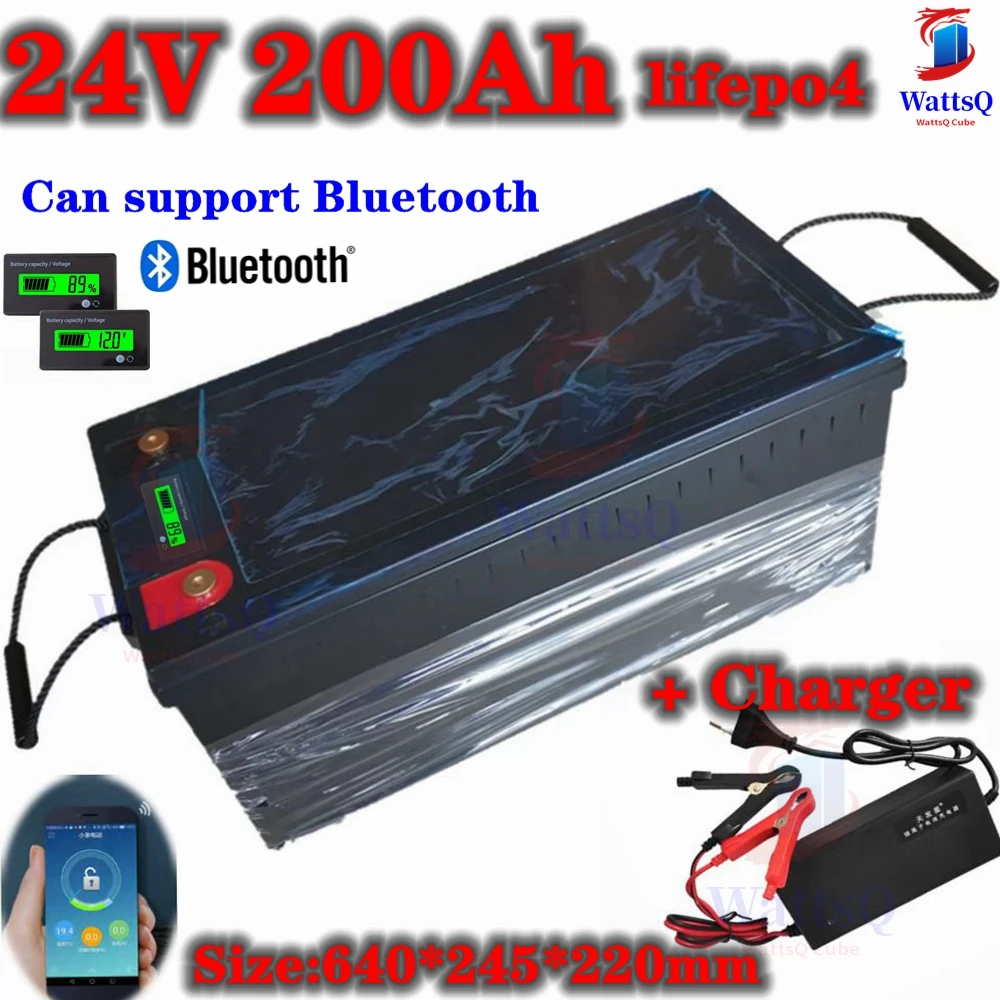 

Литиевый аккумулятор lifepo4 24 в 2000 ач с приложением bluetooth BMS для инвертора Вт, Резервная мощность для солнечной батареи RV golf cart + зарядное устройство 10 А