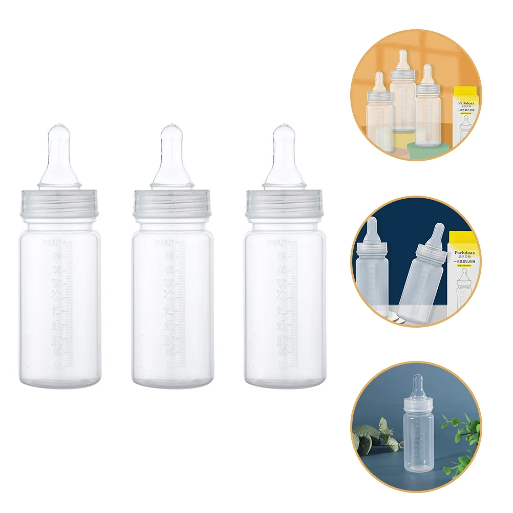 3pcs Disposable Baby Milk Bottle Once Off Feeding Nursing Bottle Transparent Design Compact Lightweight Portable Hospital