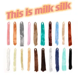 SD 80CM/40G BJD Doll Hair Row Milk Silk Anti-Mohair Wig Fake Hand Hook Transplant Material Doll Wigs