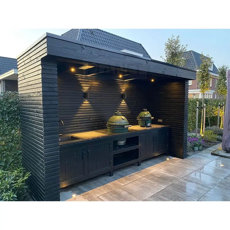 Cuisine extérieure avec meuble de cuisine à gaz et barbecue 1