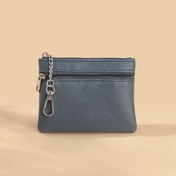 Elegant PU Leather Double Layer Coin Purse and Card Holder with Zipper (Blue)