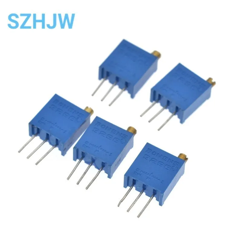 10PCS 3296 potentiometer Kit High Precision 3296W Variable Resistor 100R-1M 200R 500R 1k 2k 5K 10K 20K 50K 100K 200k 500k potentiometer kit multiturn potentiometer linear potentiometer rotary potentiometer trimmer potentiometer adjustable resistor