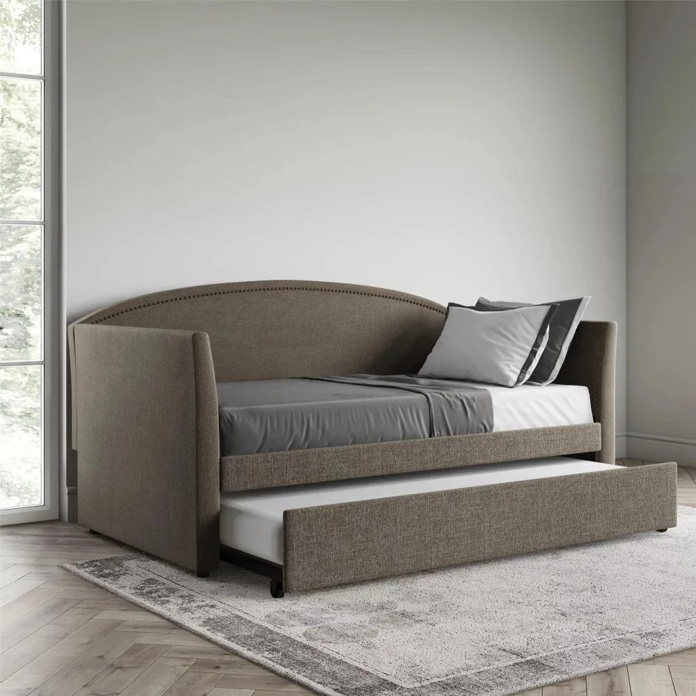 

Grayson Daybed & Trundle, Twin Size, Gray Linen Bedroom Furniture