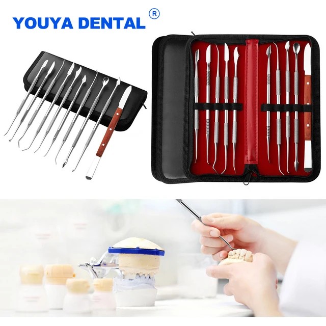 10pcs/set Dental Lab Wax Wax Carving Tool kit Spatula Plaster Knife Stainless Steel Practical Versatile Teeth Dentist Instrument
